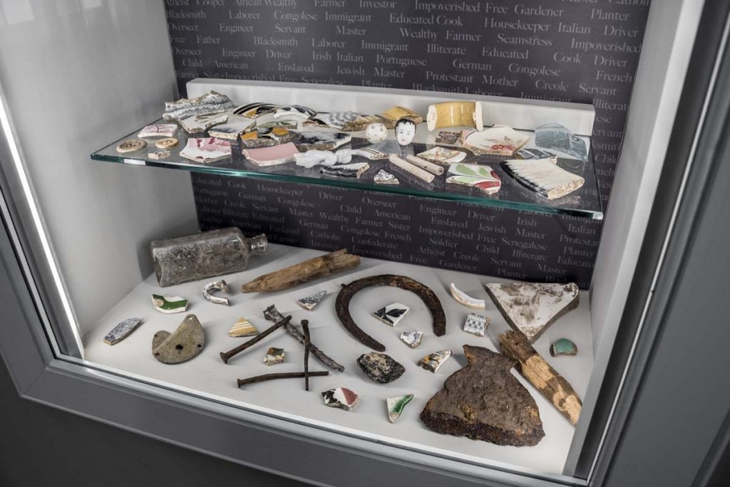 Display case with artifacts