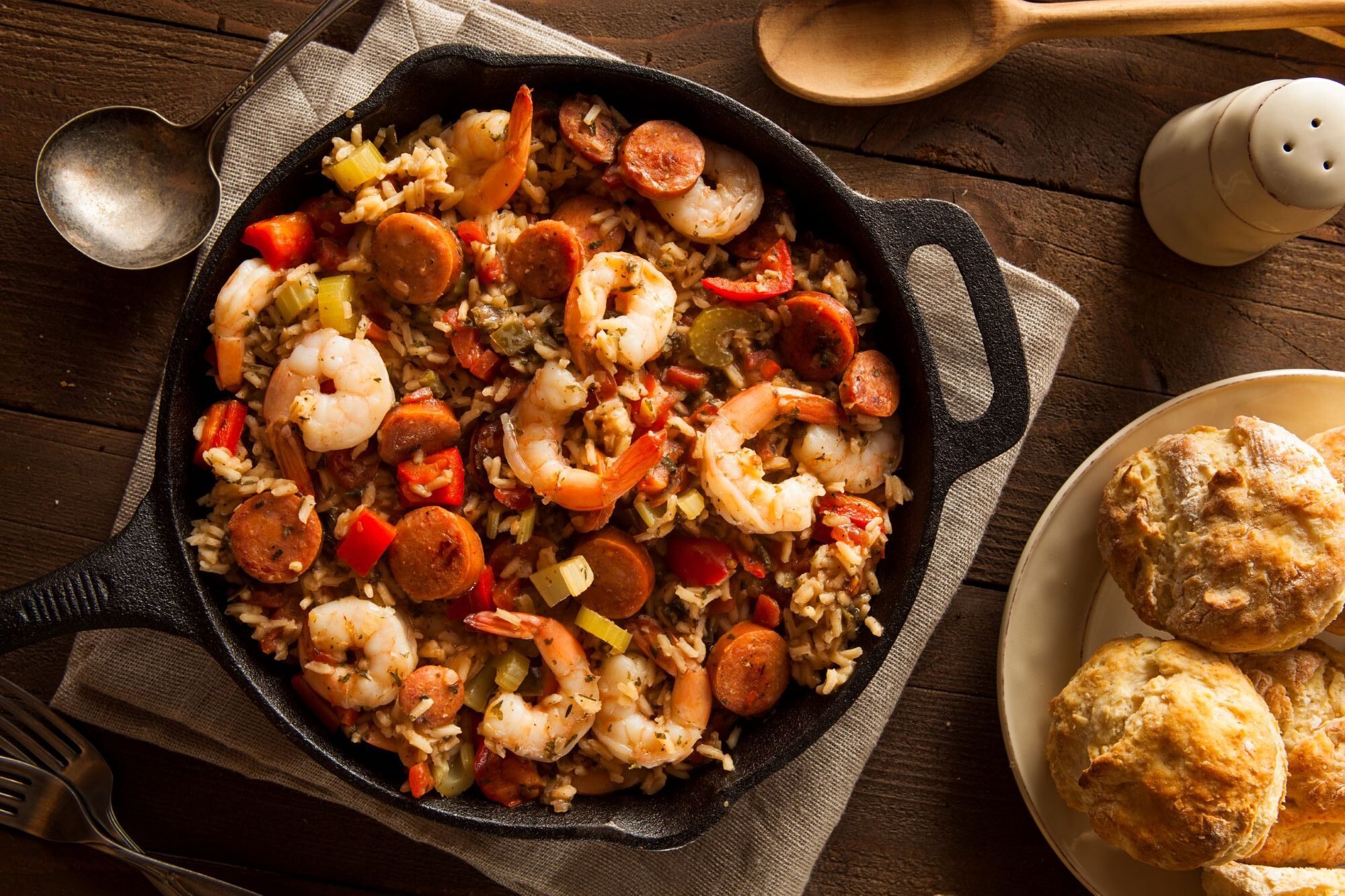 spicy homemade cajun rice and seafood dish